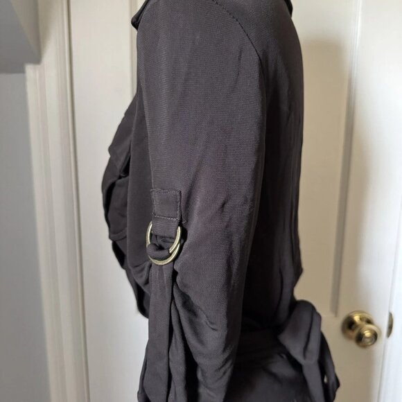 Women’s Diane Von Furstenberg Solid Brown V-Neck Collared Tie Wrap Dress - Picture 7 of 10